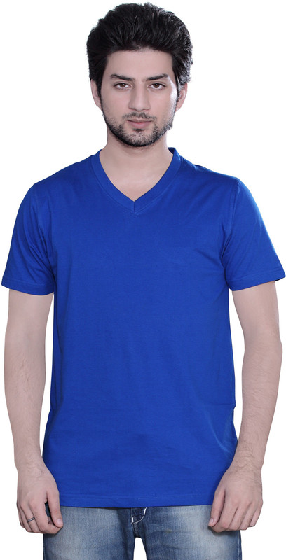 zebu Solid Men V Neck Blue T-Shirt zebu Solid Men V Neck Blue T-Shirt