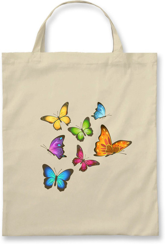 Rawpockets Rawbags ' Colourfull Butterflies ' - Natural Colour Tote Bag Multipurpose Bag(Beige, 5 L)