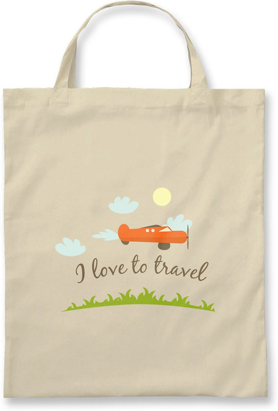 Rawpockets Rawbags'I Love to Travel'- Natural Colour tote bag Multipurpose Bag(Beige, 5 L)