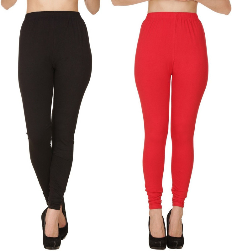 diya home Churidar  Legging(Red, Black, Solid)