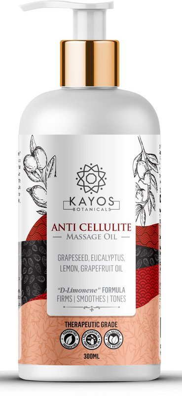 kayos botanicals Anti Cellulite Massage Oil for Slimming, Skin Toning, Firming, Body Shaping with Grapefruit, Lemon, Eucalyptus, Grapeseed Oil - 300mL(300 ml)