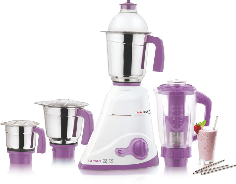 ROYAL TOUCH NA GENIUS 750 Mixer Grinder(WHITE+ PURPLE, 4 Jars)