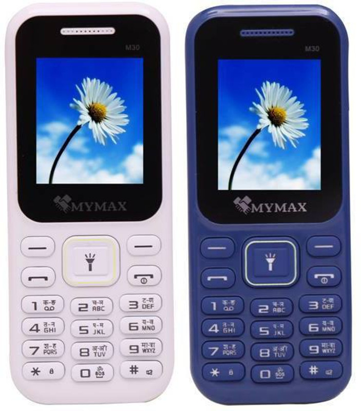 Mymax M30 Combo Of Two Mobiles(White&Blue)