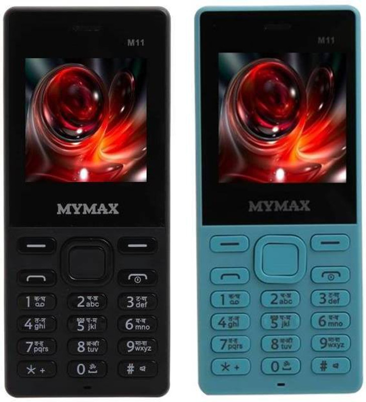 Mymax M11 Combo of Two Mobiles(Black&Sky Blue)