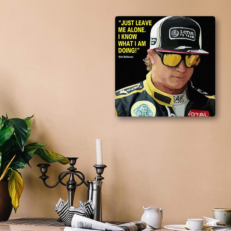 100yellow Kimi Raikkonen Canvas Popart With Wooden Frame(10 X 10 Inch.) Canvas 10 inch x 10 inch Painting