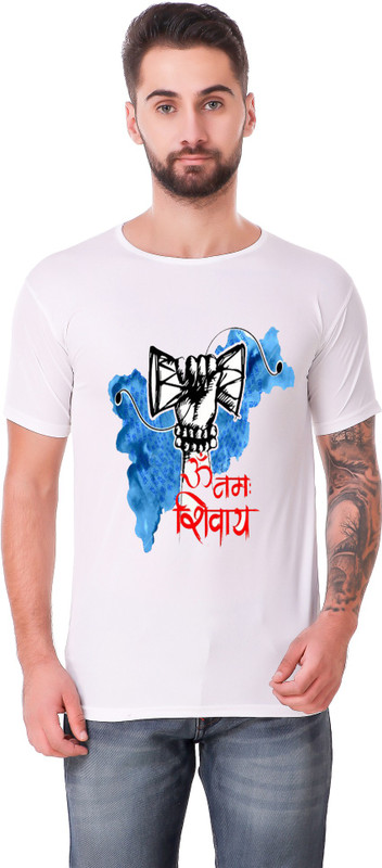 mystics Printed Men Round Neck White T-Shirt
