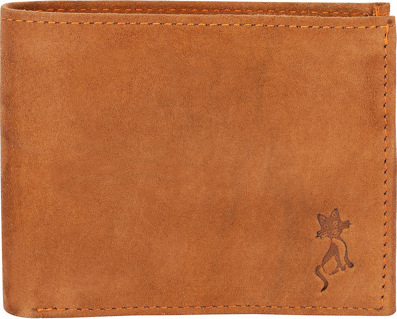 de meow Men Brown Genuine Leather Wallet(5 Card Slots)