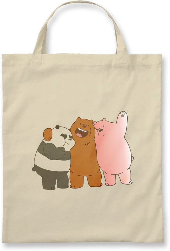 Rawpockets ' We Bare Bears ' - Natural Colour Tote Bag Multipurpose Bag(Beige, 5 L)