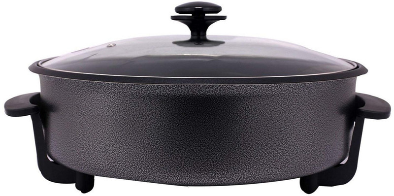 N-STORE Non Stick Electric Multi Cooker Pan Pizza Maker with Unbreakable Glass Lid and Non Stick Ceramic Pizza Maker(Black)