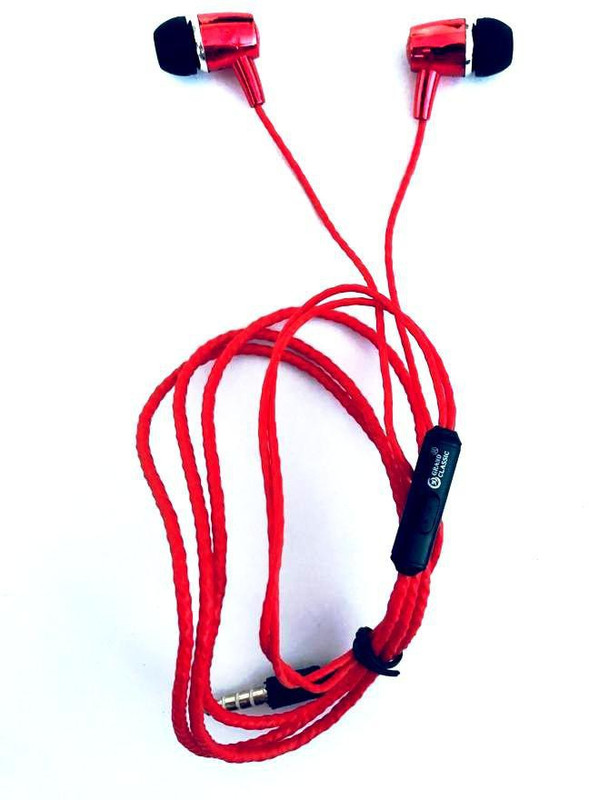 laxes GLC-72 stereo sound earphones with mic (red) Wired Headset with Mic(Red, In the Ear)