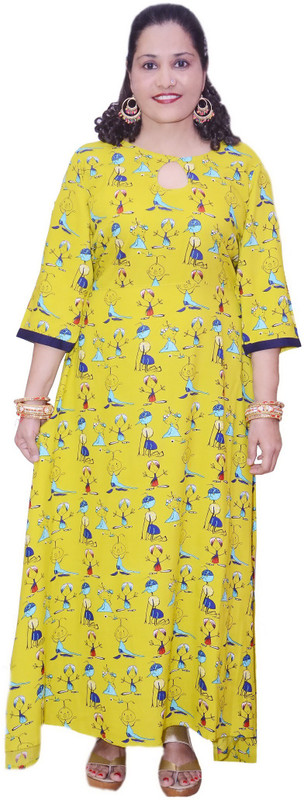 sonia collection Casual Graphic Print Women Kurti(Yellow)