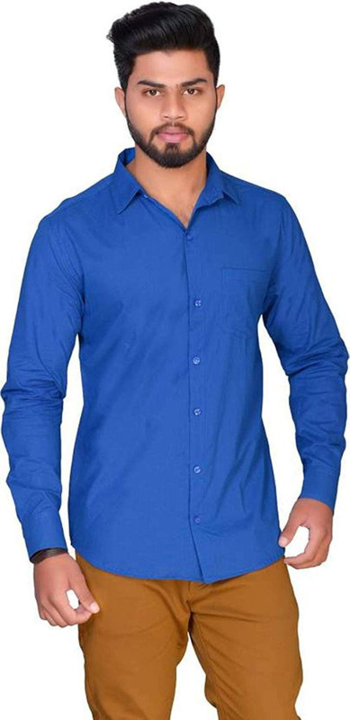 naikon Men Solid Casual Blue Shirt