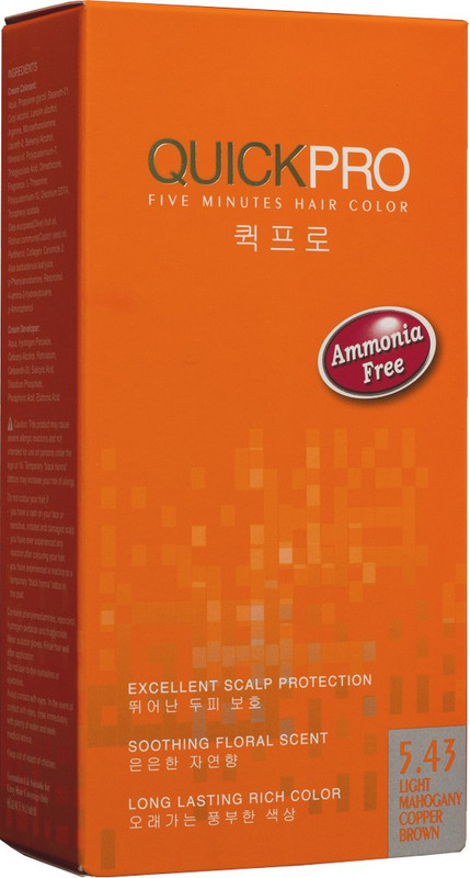 quickpro Ammonia free 1 Minute  Hair Color(Light Mahogany Copper Brown 5.43)