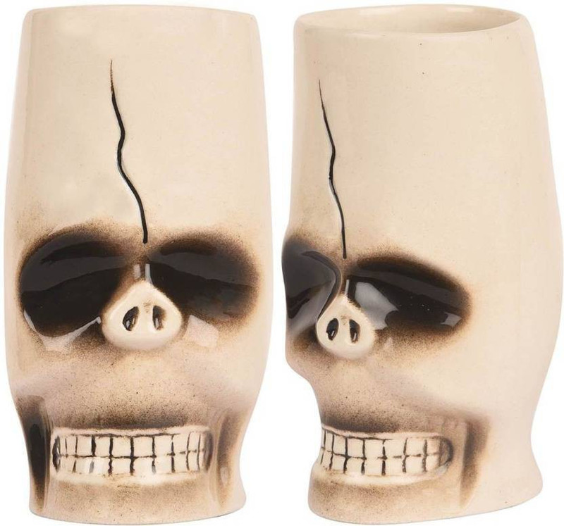 sawan shopping mart Mug Pair of Unique Skull Tall Drinkware Skeleton Halloween Gift Length 6 Inch Ceramic (400 ml, Pack of 2) Ceramic Mug(400 ml, Pack of 2)