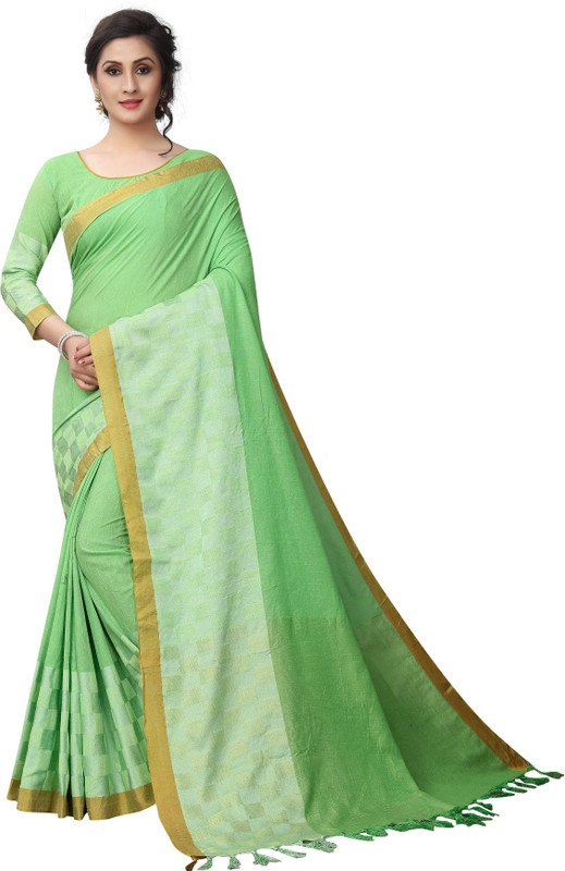 ofline selection Self Design Daily Wear Cotton Blend Saree(Green)