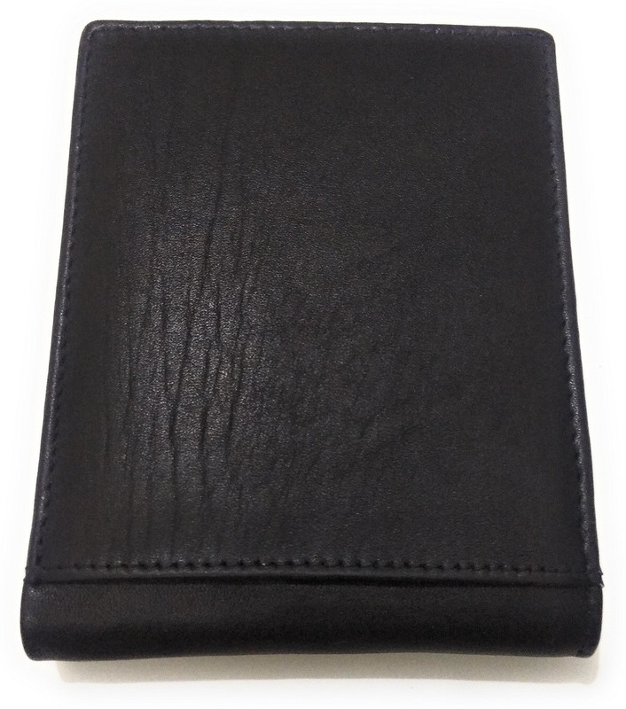 kinzu Men Casual Black Genuine Leather Wallet(6 Card Slots)