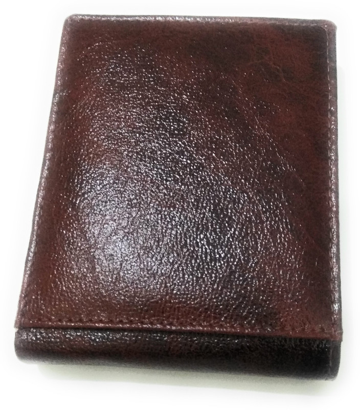 kinzu Men Brown Genuine Leather Wallet(6 Card Slots)