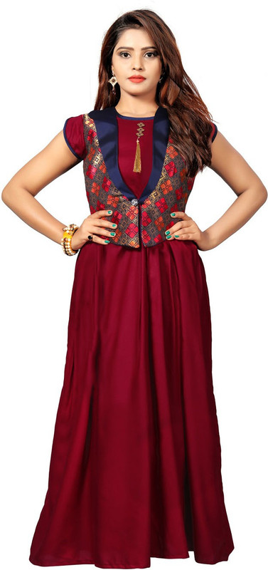 kpfashion Anarkali Gown(Maroon)