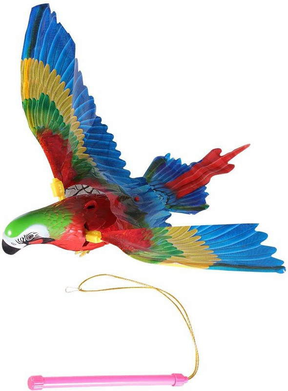tryokart Electronic Parrot Toy Flying Sling Hovering Birds Toy with Flashing Sound Gift with Stick No Batteries(Multicolor)