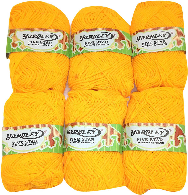 yarbley Premium Quality Hand Knitting Art Craft Soft Fingering Crochet Hook Yarn, Needle Knitting Thread For Wool Ball Orange Color (Pack Of 6)