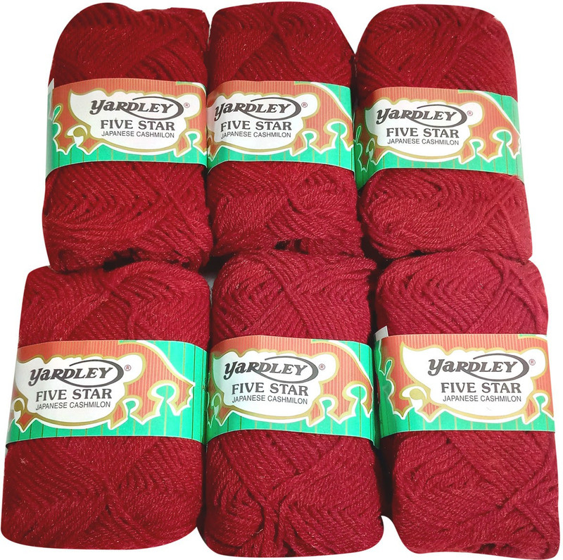 yarbley Premium Quality Hand Knitting Art Craft Soft Fingering Crochet Hook Yarn, Needle Knitting Thread For Wool Ball red Color (Pack Of 6)