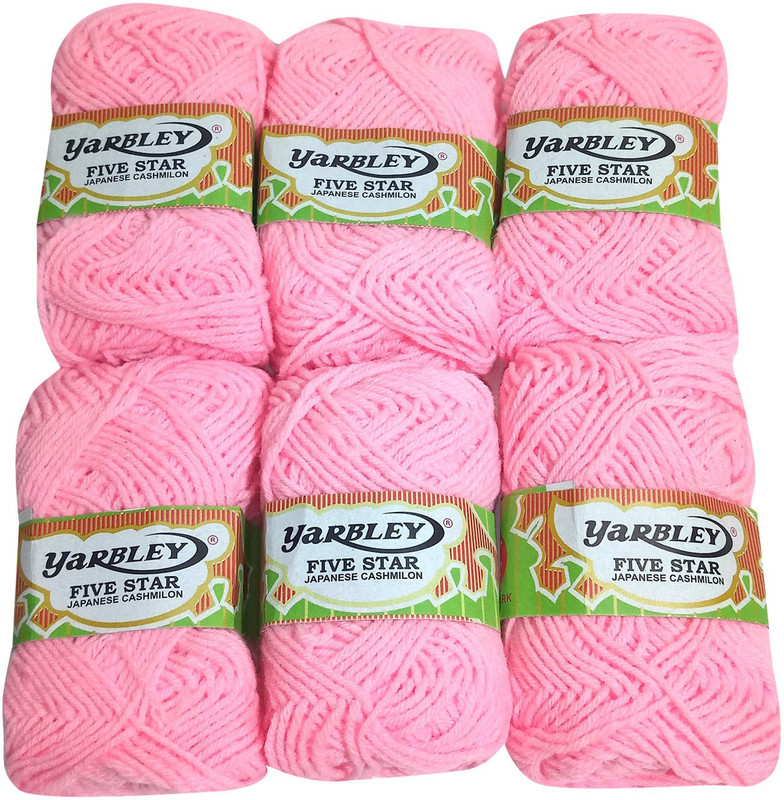 yarbley Premium Quality Hand Knitting Art Craft Soft Fingering Crochet Hook Yarn, Needle Knitting Thread For Wool Ball Pink Color (Pack Of 6)