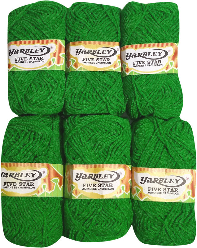 yarbley Premium Quality Hand Knitting Art Craft Soft Fingering Crochet Hook Yarn, Needle Knitting Thread For Wool Ball Green Color (Pack Of 6)