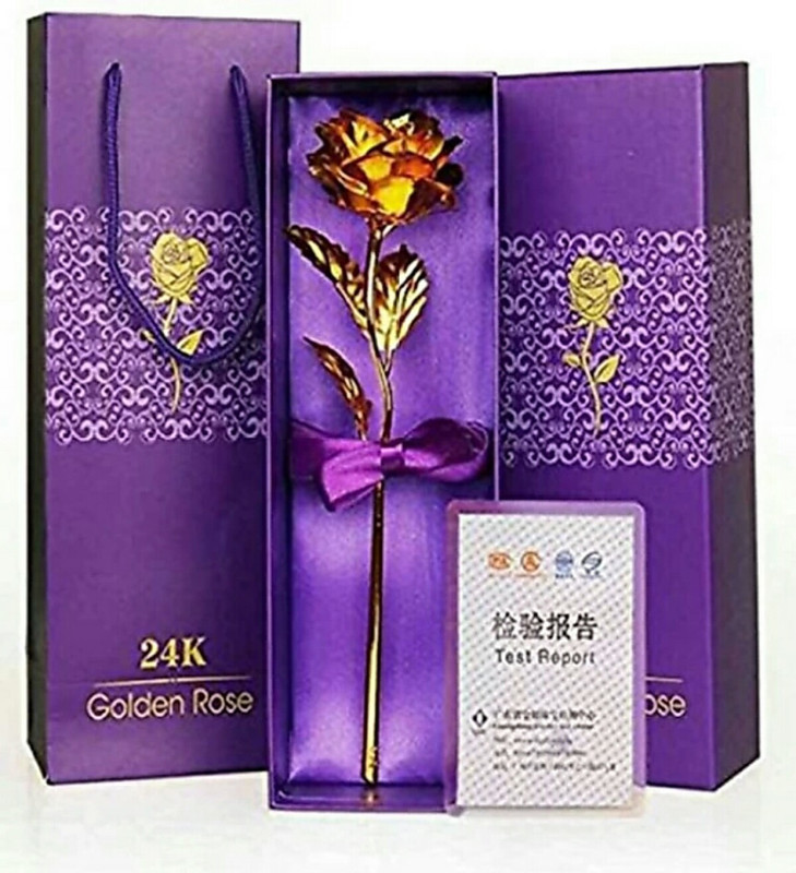 prathana GOLD PLATED Gold Rose Artificial Flower(28 inch, Pack of 1)