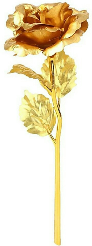 prathana GOLD PLATED Gold Rose Artificial Flower(30 inch, Pack of 1)
