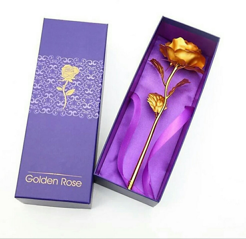 prathana GOLD PLATED Gold Rose Artificial Flower(28 inch, Pack of 1)