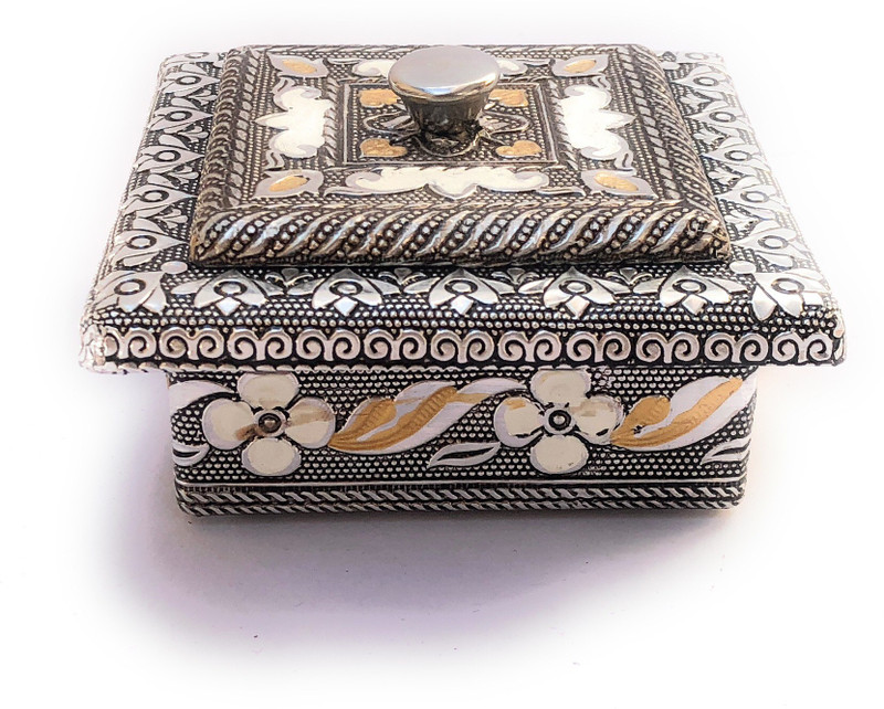 navrang Dry Fruit Box Aluminium Decorative Platter(Black)