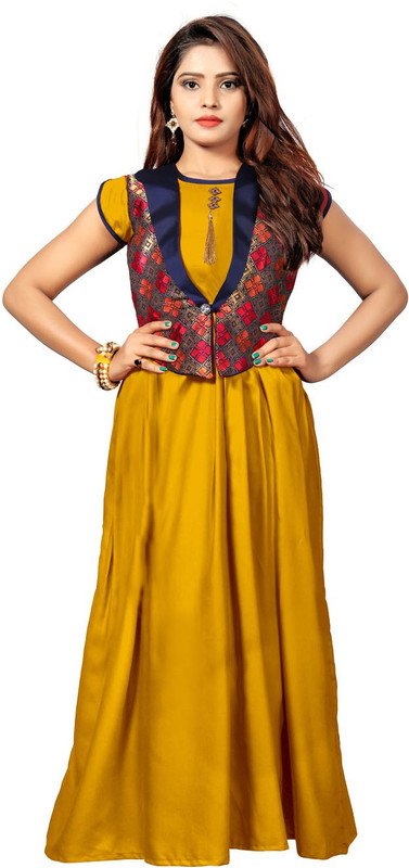 kpfashion Anarkali Gown(Yellow)