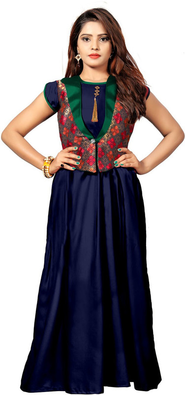 kpfashion Anarkali Gown(Dark Blue)