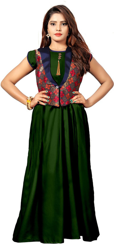 kpfashion Anarkali Gown(Dark Green)