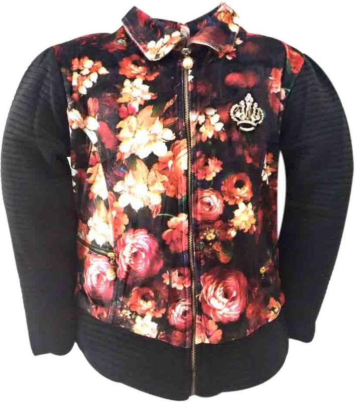 truffles Full Sleeve Floral Print Girls Jacket