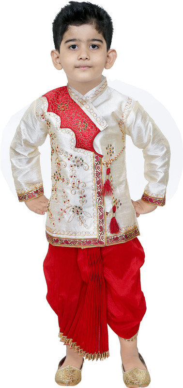 SmartRAHO Boy's Festive & Party Kurta and Dhoti Pant Set(Red Pack of 1) SmartRAHO Boy's Festive & Party Kurta and Dhoti Pant Set(Red Pack of 1)