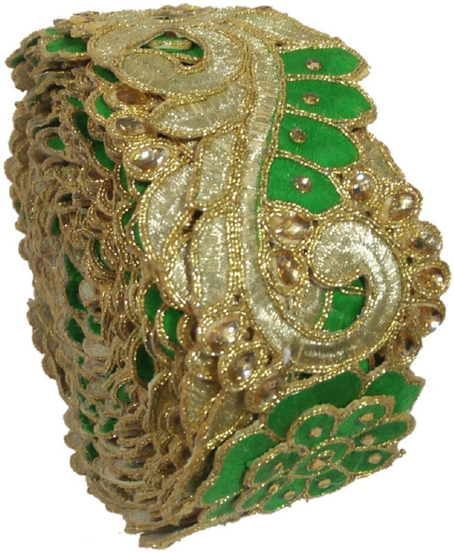 ramdev lace all type of fancy and beautiful embroidery lace (lenth -9 meter/ width-6 cms) 338 (lite green) Lace Reel(Pack of 1)