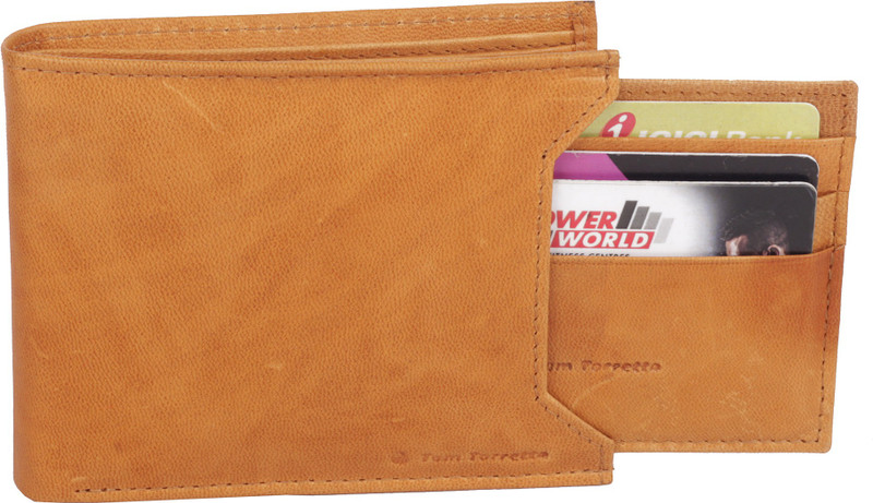 tom torretto Men Casual Tan Genuine Leather Wallet(8 Card Slots)
