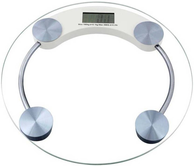 Zelenor Personal Human Body Weight Machine Digital (2003A) Transparent Round Glass Weighing Scale(White)