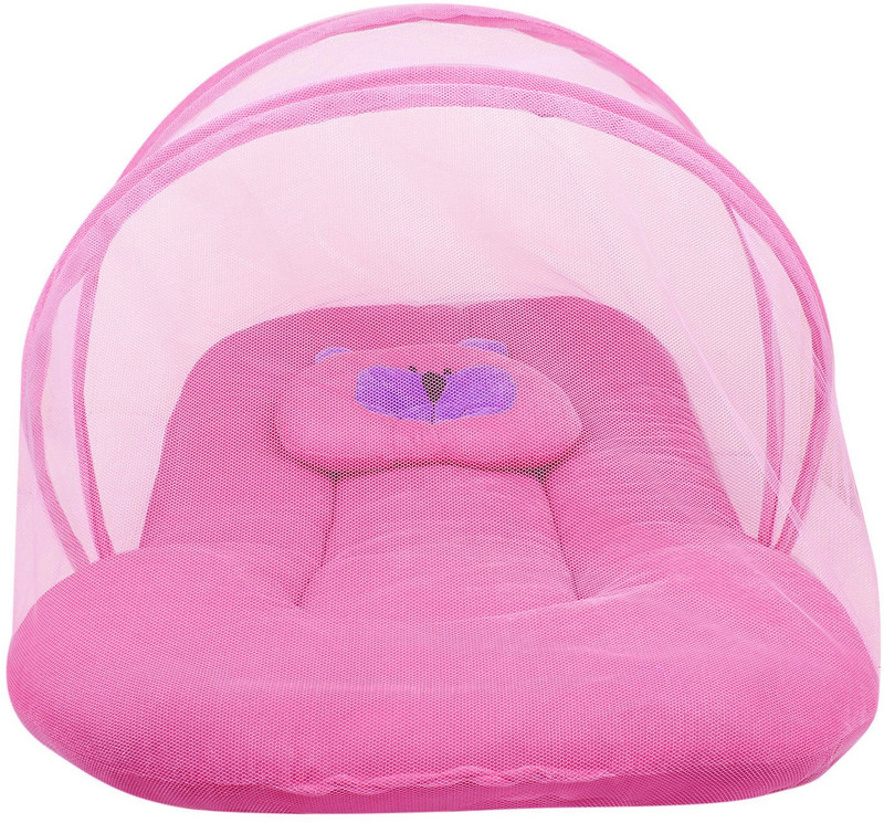 Little Baby Bed with mosquito net for new born | Baby Pillow | Velvet | Foldable mattress | Pink Standard Crib(Fabric, Pink)