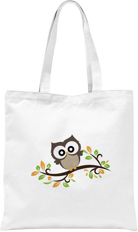 Rawpockets ' Owl on a tree ' - White Colour Tote Bag Multipurpose Bag(White, 12 inch)