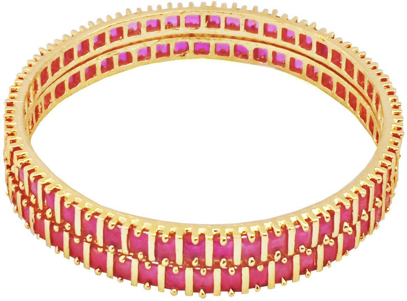 oh wow Alloy Cubic Zirconia Gold-plated Bangle(Pack of 2)