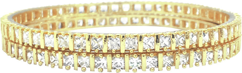 oh wow Alloy Cubic Zirconia Gold-plated Bangle(Pack of 2)