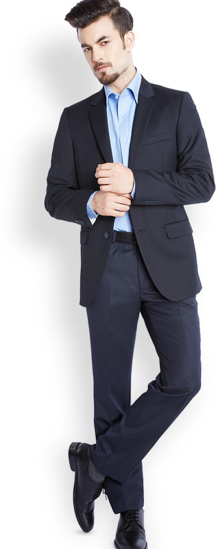 Raymond Solid Single Breasted Formal Men Blazer(Black)