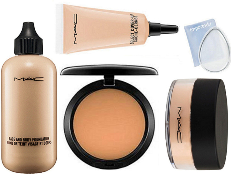 importedd Silicon Puff , Face And Body Foundation, Compect, Select Cover-Up concealer, loose powder(Set of 5)