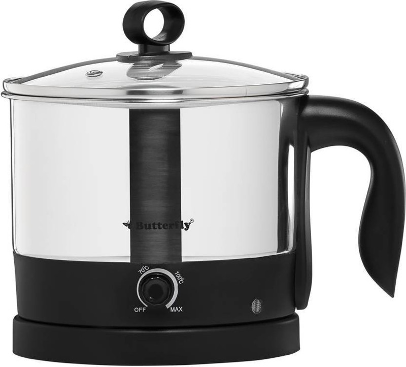Butterfly Mave Multi cooker Electric Kettle(1.2 L, Silver, Black)