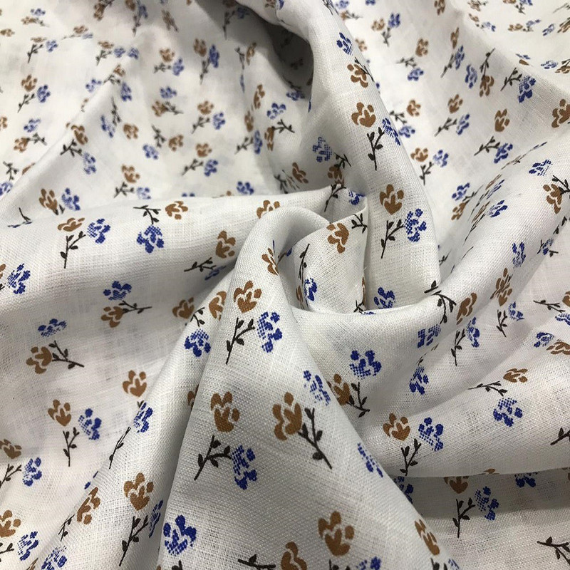 fabrichvalley Linen Printed Shirt Fabric(Unstitched)