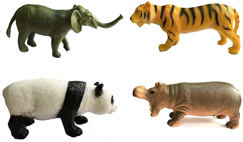 bestie toys Animal Kingdom Big Size 4 PCS Set (22 cm in Length & 10 cm in Height) Soft Toy(Multicolor)