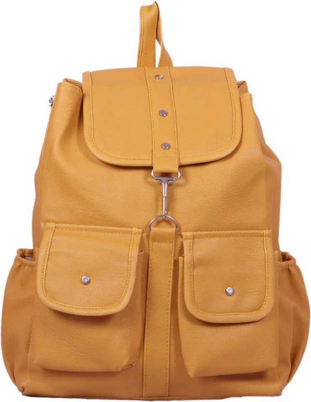 divyansh collection PU LEATHER BACKPACK,COLLEGE,SCHOOL,WOMEN,GIRLS,TRAVEL BAG 5 L Backpack(Yellow)