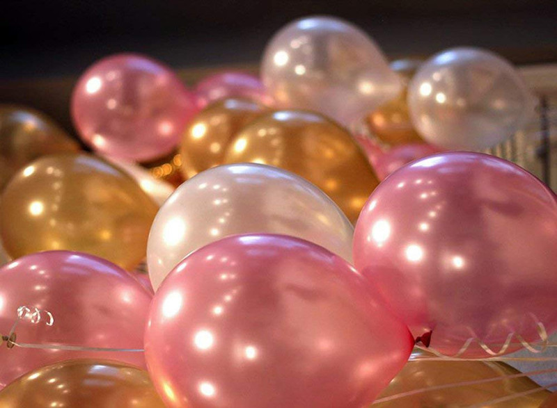 a-one suppliers Solid Metallic Finish Latex Birthday Balloons, Pink/Gold/White (Pack of 50) Balloon(Gold, Pink, White, Pack of 50)